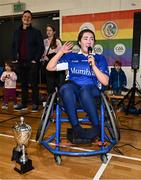 20 November 2022; Munster captain Ellie Sheehy after the M.Donnelly GAA Wheelchair Hurling / Camogie All-Ireland Finals 2022 at Ashbourne Community School in Ashbourne, Meath. Photo by Eóin Noonan/Sportsfile