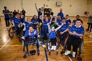 20 November 2022; Munster players and supporters celebrate with the cup after the M.Donnelly GAA Wheelchair Hurling / Camogie All-Ireland Finals 2022 at Ashbourne Community School in Ashbourne, Meath. Photo by Eóin Noonan/Sportsfile