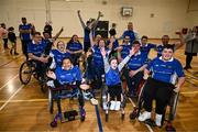 20 November 2022; Munster players and supporters celebrate with the cup after the M.Donnelly GAA Wheelchair Hurling / Camogie All-Ireland Finals 2022 at Ashbourne Community School in Ashbourne, Meath. Photo by Eóin Noonan/Sportsfile