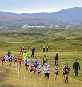 20 November 2022; A general view of the field competing in the Boys U16 4000m during the 123.ie Senior and Even Age Cross County Championships at Rosapenna Golf Course in Rosapenna, Donegal. Photo by Ben McShane/Sportsfile