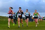 20 November 2022; Senior Women's 8000m competitors, from left, Fiona Santry of East Cork AC, Cork, Jennifer Elvin of Clonliffe Harriers AC, Dublin, Kate Purcell of Raheny Shamrock AC, Dublin, and Carla Sweeney of Rathfarnham W.S.A.F. AC, Dublin, during the 123.ie Senior and Even Age Cross County Championships at Rosapenna Golf Course in Rosapenna, Donegal. Photo by Ben McShane/Sportsfile