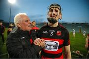 20 November 2022; Barry Coughlan of Ballygunner is congratulated by backroom team member Dave Sheehan after his side's victory in the AIB Munster GAA Hurling Senior Club Championship Semi-Final match between Na Piarsaigh and Ballygunner at TUS Gaelic Grounds in Limerick. Photo by Michael P Ryan/Sportsfile