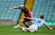 20 November 2022; Paddy Leavey of Ballygunner is tackled by Conor Boylan of Na Piarsaigh during the AIB Munster GAA Hurling Senior Club Championship Semi-Final match between Na Piarsaigh and Ballygunner at TUS Gaelic Grounds in Limerick. Photo by Michael P Ryan/Sportsfile