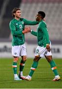 20 November 2022; Jeff Hendrick, left, and Chiedozie Ogbene of Republic of Ireland during the International Friendly match between Malta and Republic of Ireland at the Ta' Qali National Stadium in Attard, Malta. Photo by Seb Daly/Sportsfile