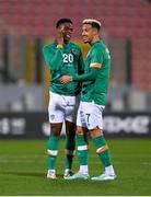 20 November 2022; Chiedozie Ogbene, left, and Callum Robinson of Republic of Ireland during the International Friendly match between Malta and Republic of Ireland at the Ta' Qali National Stadium in Attard, Malta. Photo by Seb Daly/Sportsfile