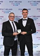19 November 2022; Sean Boyd of Shelbourne with his father David Boyd during the PFA Ireland Awards 2022 at the Marker Hotel in Dublin. Photo by Sam Barnes/Sportsfile