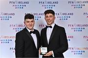 19 November 2022; Dylan Barnett of Longford  Town, right, and his brother Josh Barnett during the PFA Ireland Awards 2022 at the Marker Hotel in Dublin. Photo by Sam Barnes/Sportsfile