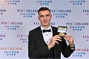 19 November 2022; Sean Boyd of Shelbourne with his PFA Ireland Premier Division Team of the Year medal during the PFA Ireland Awards 2022 at the Marker Hotel in Dublin. Photo by Sam Barnes/Sportsfile