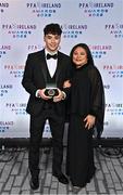 19 November 2022; Phoenix Patterson of Waterford with his mother Paula during the PFA Ireland Awards 2022 at the Marker Hotel in Dublin. Photo by Sam Barnes/Sportsfile