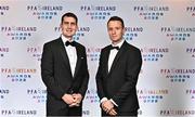 19 November 2022;  In attendance are Minister of State for Sport and the Gaeltacht, Jack Chambers TD, left, and PFA Ireland Chairperson Brendan Clarke during the PFA Ireland Awards 2022 at the Marker Hotel in Dublin. Photo by Sam Barnes/Sportsfile