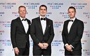 19 November 2022;  In attendance are, from left, PFA Ireland General Secretary Stephen McGuinness, Minister of State for Sport and the Gaeltacht, Jack Chambers TD, and PFA Ireland Chairperson Brendan Clarke during the PFA Ireland Awards 2022 at the Marker Hotel in Dublin. Photo by Sam Barnes/Sportsfile