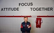 21 November 2022; Jamie Lennon poses for a portrait after he signed a new multi-year contract for St Patrick's Athletic at Richmond Park in Dublin. Photo by Piaras Ó Mídheach/Sportsfile