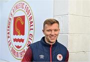 21 November 2022; Jamie Lennon poses for a portrait after he signed a new multi-year contract for St Patrick's Athletic at Richmond Park in Dublin. Photo by Piaras Ó Mídheach/Sportsfile