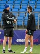 21 November 2022; Head coach Leo Cullen and Ross Byrne during a Leinster Rugby squad training session at Energia Park in Dublin. Photo by Harry Murphy/Sportsfile