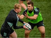 21 November 2022; Jamie Osborne, left, and John McKee during a Leinster Rugby squad training session at Energia Park in Dublin. Photo by Harry Murphy/Sportsfile