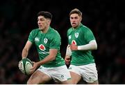 19 November 2022; Jimmy O'Brien, left, and Jack Crowley of Ireland during the Bank of Ireland Nations Series match between Ireland and Australia at the Aviva Stadium in Dublin. Photo by Harry Murphy/Sportsfile