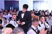 19 November 2022; Phoenix Patterson of Waterford FC makes his way to the stage to collect his PFA Ireland First Division Player of the Year award during the PFA Ireland Awards 2022 at the Marker Hotel in Dublin. Photo by Sam Barnes/Sportsfile