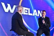 19 November 2022; Guest speaker Glenn Whelan, right, and MC Des Curran during the PFA Ireland Awards 2022 at the Marker Hotel in Dublin. Photo by Sam Barnes/Sportsfile
