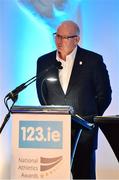 23 November 2022; Athletics Ireland Chief Executive Hamish Adams speaking during the 123.ie National Athletics Awards at the Crowne Plaza Hotel in Santry, Dublin. A full list of winners from the event can be found at AthleticsIreland.ie. Photo by Sam Barnes/Sportsfile