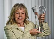 23 November 2022; Former Republic of Ireland international Linda Gorman with her Hall of Fame award during the 32nd FAI International Awards Hall of Fame media event at the FAI Headquarters in Abbotstown, Dublin. Photo by Piaras Ó Mídheach/Sportsfile