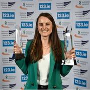 23 November 2022; Ciara Mageean with her Athlete of the Year and Track and Field Athlete of the Year awards during the 123.ie National Athletics Awards at the Crowne Plaza Hotel in Santry, Dublin. A full list of winners from the event can be found at AthleticsIreland.ie. Photo by David Fitzgerald/Sportsfile