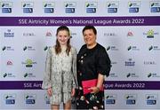 24 November 2022; Holly Lawlor, left, and Paula Murphy upon arrival at the 2022 SSE Airtricity Women's National League Awards at the Gibson Hotel in Dublin. Photo by Piaras Ó Mídheach/Sportsfile