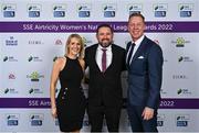 24 November 2022; PFA Ireland staff, from left, Simone Flannery, John McGuinness, and Stephen McGuinness upon arrival at the 2022 SSE Airtricity Women's National League Awards at the Gibson Hotel in Dublin. Photo by Piaras Ó Mídheach/Sportsfile