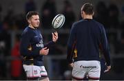 25 November 2022; Jacob Stockdale, left, and Iain Henderson of Ulster before the United Rugby Championship match between Ulster and Zebre Parma at Kingspan Stadium in Belfast. Photo by Ramsey Cardy/Sportsfile