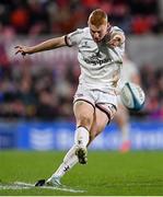 25 November 2022; Nathan Doak of Ulster kicks a conversion during the United Rugby Championship match between Ulster and Zebre Parma at Kingspan Stadium in Belfast. Photo by Ramsey Cardy/Sportsfile