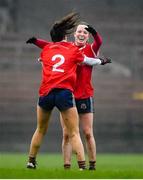 26 November 2022; Hannah Noone and Chlae Costello of Kilkerrin Clonberne celebrate after the CurrentAccount.ie LGFA All-Ireland Senior Club Championship Semi-Final match between Ballymacarbry, Waterford, and Kilkerrin Clonberne, Galway, at Fraher Field in Dungarvan, Waterford. Photo by Matt Browne/Sportsfile