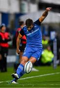 26 November 2022; Ross Byrne of Leinster kicks a conversion during the United Rugby Championship match between Leinster and Glasgow Warriors at RDS Arena in Dublin. Photo by Harry Murphy/Sportsfile