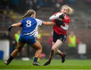 26 November 2022; Louise Ward of Kilkerrin Clonberne in action against Brid McMaugh of Ballymacarbry during the CurrentAccount.ie LGFA All-Ireland Senior Club Championship Semi-Final match between Ballymacarbry, Waterford, and Kilkerrin Clonberne, Galway, at Fraher Field in Dungarvan, Waterford. Photo by Matt Browne/Sportsfile