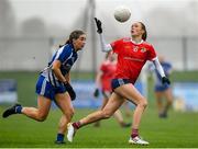 26 November 2022; Olivia Divilly of Kilkerrin Clonberne in action against Laura Mulcahy of Ballymacarbry during the CurrentAccount.ie LGFA All-Ireland Senior Club Championship Semi-Final match between Ballymacarbry, Waterford, and Kilkerrin Clonberne, Galway, at Fraher Field in Dungarvan, Waterford. Photo by Matt Browne/Sportsfile