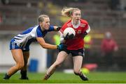 26 November 2022; Louise Ward of Kilkerrin Clonberne in action against Brid McMaugh of Ballymacarbry during the CurrentAccount.ie LGFA All-Ireland Senior Club Championship Semi-Final match between Ballymacarbry, Waterford, and Kilkerrin Clonberne, Galway, at Fraher Field in Dungarvan, Waterford. Photo by Matt Browne/Sportsfile