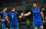 26 November 2022; Jason Jenkins, right, and Scott Penny of Leinster after the United Rugby Championship match between Leinster and Glasgow Warriors at RDS Arena in Dublin. Photo by Ramsey Cardy/Sportsfile
