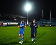 26 November 2022; Brothers Harry Byrne and Ross Byrne of Leinster after their side's victory in the United Rugby Championship match between Leinster and Glasgow Warriors at RDS Arena in Dublin. Photo by Harry Murphy/Sportsfile