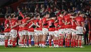 26 November 2022; Munster players and supporters stand for a minute's silence for former Munster Rugby chief executive officer Jerry Holland before the United Rugby Championship match between Munster and Connacht at Thomond Park in Limerick. Photo by Piaras Ó Mídheach/Sportsfile