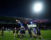 26 November 2022; Ross Molony of Leinster takes possession in a line-out during the United Rugby Championship match between Leinster and Glasgow Warriors at RDS Arena in Dublin. Photo by Harry Murphy/Sportsfile