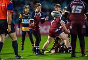 26 November 2022; Action from the Bank of Ireland Half-time Minis between Stillorgan-Rathfarnham and North Meath at United Rugby Championship match between Leinster and Glasgow Warriors at RDS Arena in Dublin. Photo by Ramsey Cardy/Sportsfile