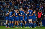 26 November 2022; Leinster players huddle during the United Rugby Championship match between Leinster and Glasgow Warriors at RDS Arena in Dublin. Photo by Harry Murphy/Sportsfile
