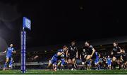 26 November 2022; Rob Russell of Leinster dives over to score his side's fifth try during the United Rugby Championship match between Leinster and Glasgow Warriors at RDS Arena in Dublin. Photo by Ramsey Cardy/Sportsfile