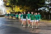 27 November 2022; Clonmel Commercials players make their way back to the stadium after the warm up before the AIB Munster GAA Football Senior Club Championship Semi-Final match between Clonmel Commercials and Newcastle West at FBD Semple Stadium in Thurles, Tipperary. Photo by Michael P Ryan/Sportsfile