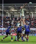25 November 2022; Sam Carter of Ulster compete for possession from a lineout during the United Rugby Championship match between Ulster and Zebre Parma at Kingspan Stadium in Belfast. Photo by John Dickson/Sportsfile