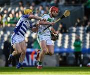 27 November 2022; Adrian Mullen of Shamrocks Ballyhale is tackled by Simon Leacy of Naas during the AIB Leinster GAA Hurling Senior Club Championship Semi-Final match between Naas and Shamrocks Ballyhale at Croke Park in Dublin. Photo by Daire Brennan/Sportsfile