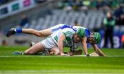 27 November 2022; Eoin Cody of Shamrocks Ballyhale is tackled by Peter O’Donoghue of Naas during the AIB Leinster GAA Hurling Senior Club Championship Semi-Final match between Naas and Shamrocks Ballyhale at Croke Park in Dublin. Photo by Daire Brennan/Sportsfile