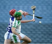 27 November 2022; Joey Holden of Shamrocks Ballyhale is tackled by James Burke of Naas during the AIB Leinster GAA Hurling Senior Club Championship Semi-Final match between Naas and Shamrocks Ballyhale at Croke Park in Dublin. Photo by Daire Brennan/Sportsfile
