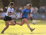 27 November 2022; Ailbhe Finnerty of Salthill Knocknacarra in action against Lara Marry of O'Dwyer's during the CurrentAccount.ie LGFA All-Ireland Junior Club Championship Semi-Final match between Salthill Knocknacarra, Galway, and O’Dwyers, Dublin, at The Prairie in Salthill, Galway. Photo by Piaras Ó Mídheach/Sportsfile