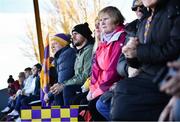 27 November 2022; Derrygonnelly Harps supporters react during the CurrentAccount.ie LGFA All-Ireland Intermediate Club Championship Semi-Final match between Mullinahone, Tipperary, and Derrygonnelly, Fermanagh, at John Locke Park in Callan, Kilkenny. Photo by David Fitzgerald/Sportsfile