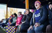 27 November 2022; Derrygonnelly Harps supporters react during the CurrentAccount.ie LGFA All-Ireland Intermediate Club Championship Semi-Final match between Mullinahone, Tipperary, and Derrygonnelly, Fermanagh, at John Locke Park in Callan, Kilkenny. Photo by David Fitzgerald/Sportsfile