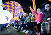 27 November 2022; Derrygonnelly Harps supporters react during the CurrentAccount.ie LGFA All-Ireland Intermediate Club Championship Semi-Final match between Mullinahone, Tipperary, and Derrygonnelly, Fermanagh, at John Locke Park in Callan, Kilkenny. Photo by David Fitzgerald/Sportsfile